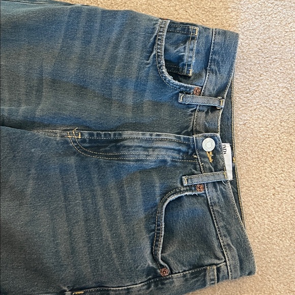 Zara Women’s High Rise Baggy Wide Leg Blue Jeans - Picture 4 of 8